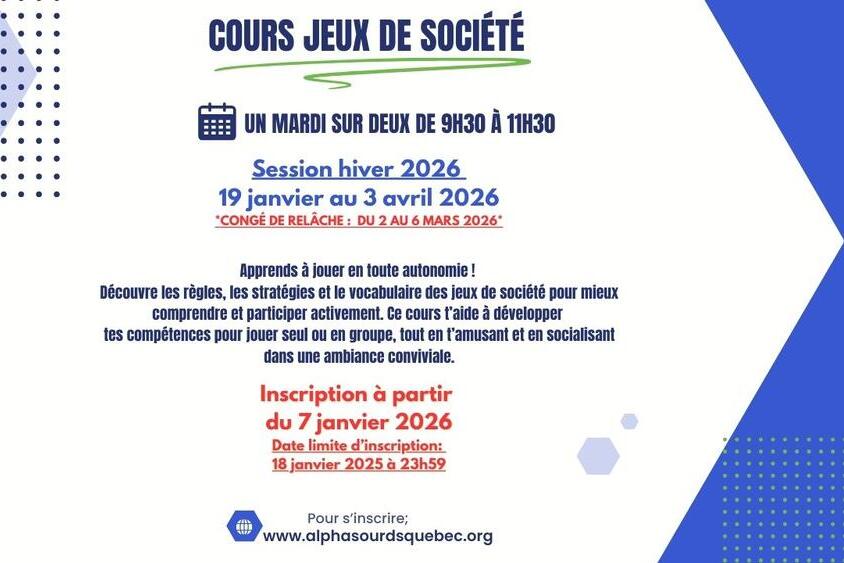 Cours Jeux de société (ANNULÉ)